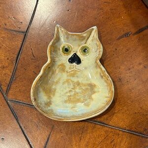 Handmade Cat-Shaped Ceramic Dish, Spoon Rest, Trinket Dish